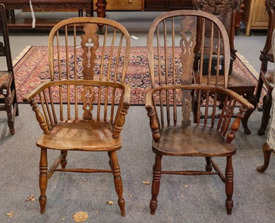 Lot 1369 - A 19th-century elm Windsor chair & a similar...