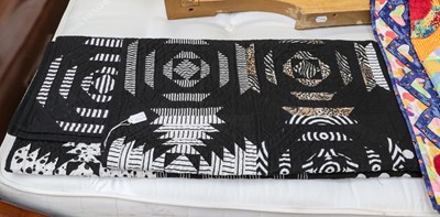 Lot 492 - Modern black and white cotton patchwork quilt...