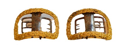 Lot 227 - A pair of 19th-century gilt metal & steel shoe...