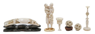 Lot 356 - A Japanese Meiji period Ivory okimono carved...