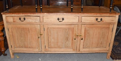 Lot 1375 - A 19th century pine kitchen dresser base 197cm...