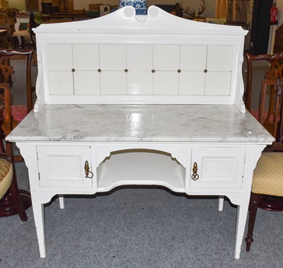Lot 1260 - A late Victorian marble-topped and tile backed...
