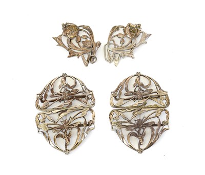 Lot 2164 - Two Pairs of Similar Silver Belt Buckles,...