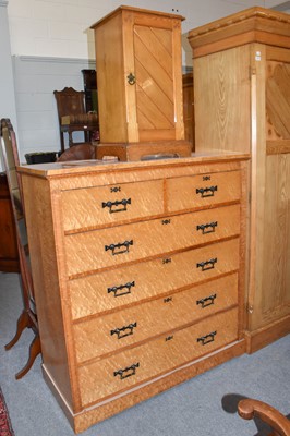 Lot 1321 - A Victorian birdseye maple straight fronted...