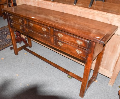 Lot 1377 - An oak dresser base, composed of period timber...