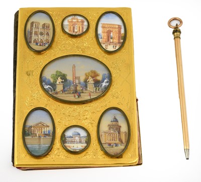Lot 1011 - A French Gilt Metal Mounted Aide Memoire, 19th...