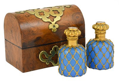 Lot 1021 - A Pair of French Gilt Metal Mounted Blue Glass...