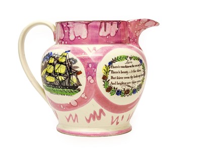 Lot 635 - A Sunderland Lustre Jug, circa 1820, printed...