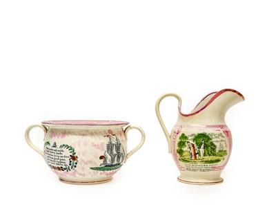 Lot 636 - A Sunderland Lustre Jug, circa 1820, printed...