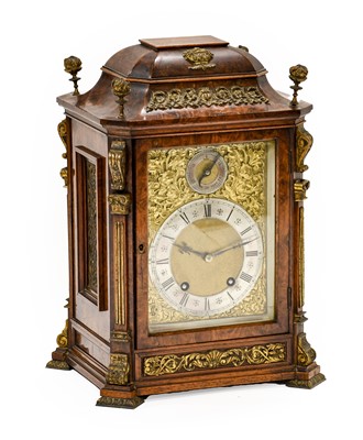 Lot 1093 - A Burr Walnut Quarter Striking Table Clock,...