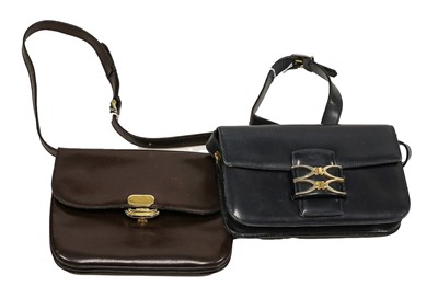 Lot 2258 - Circa 1970s Celine Black Leather Shoulder Bag,...