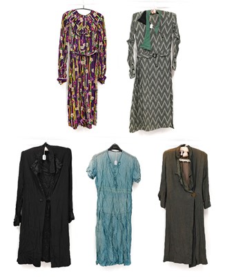 Lot 2038 - Circa 1920/30s Day Dresses, comprising a silk...