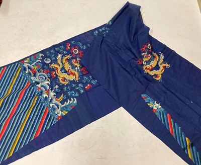 Lot 2187 - Early 20th Century Chinese Blue Silk Panel,...