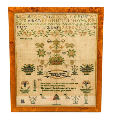 Lot 2171 - Alphabet and Pictorial Sampler Worked by...