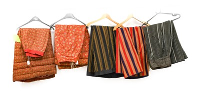 Lot 2029 - Three Late Victorian Striped Wool Underskirts,...