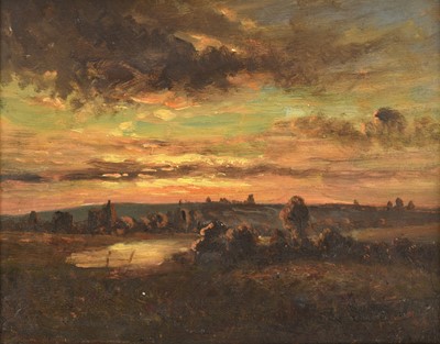 Lot 184 - ~ T H Rowley (19th/20th century) Landscape at...