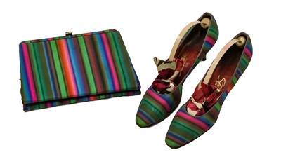 Lot 2248 - Pair of Circa 1950s Schiaparelli Striped Silk...