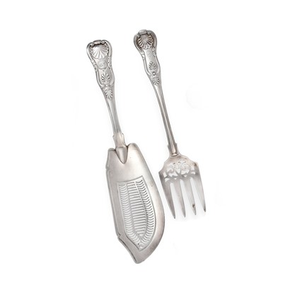 Lot 2032 - A George IV Silver Fish-Slice and a Victorian Silver Fish-Fork