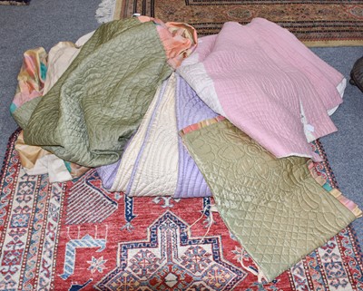 Lot 2103 - Circa 1930s Green Satin Quilted Bed Cover,...