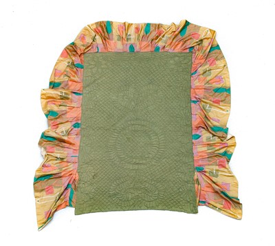 Lot 2103 - Circa 1930s Green Satin Quilted Bed Cover,...