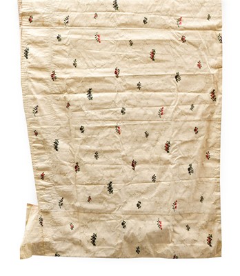 Lot 2017 - 18th Century Cream Silk Skirt, self woven in...