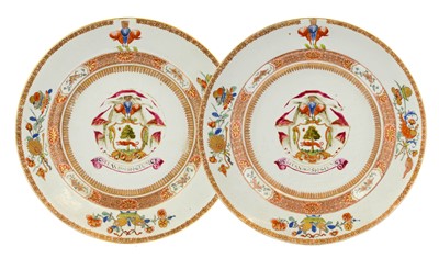 Lot 82 - ^ A Pair of Chinese Armorial Porcelain Dishes,...