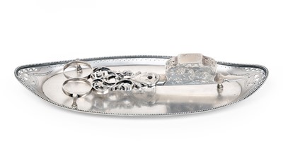 Lot 2014 - A George III Silver Snuffer-Stand and a Pair of George II Silver Candle-Snuffers