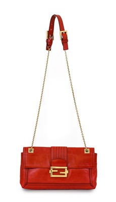 Lot 3015 - Fendi Red Leather Baguette Shoulder Bag, with...