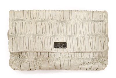 Lot 3078 - Prada Nappa Gaufre Cream Over Sized Clutch Bag,...