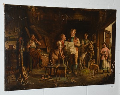 Lot 231 - H Collins (19th Century) "Reading the News"...