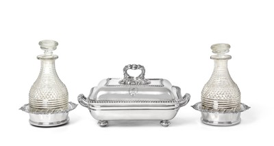 Lot 2095 - A Pair of Old Sheffield Plate Wine-Coasters and an Old Sheffield Plate Entrée-Dish, Cover and Stand