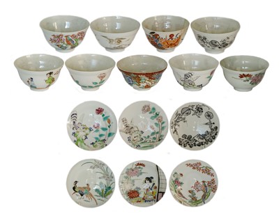 Lot 73 - Three Rice Bowls, Covers and Stands; Three...