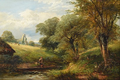 Lot 165 - English school (19th century) Angler beside a...