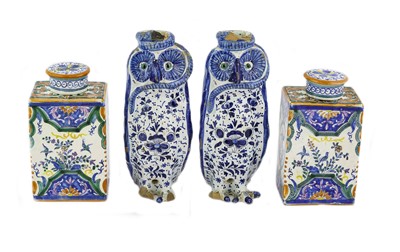 Lot 95 - A Pair of Delft Tea Canisters and Covers, 19th...