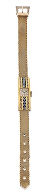 Lot 2081 - An Unusual Art Deco Curved Enamel Lady's Wristwatch