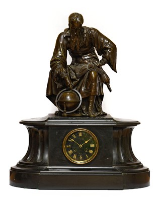 Lot 682 - A Victorian Bronze and Black Slate Striking...