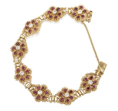 Lot 2094 - A Ruby and Diamond Bracelet
