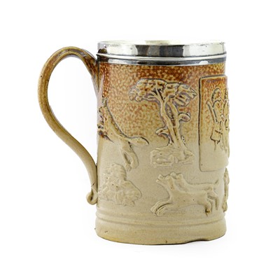 Lot 59 - A Silver-Mounted Mortlake Salt-Glazed...