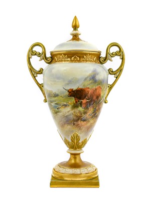 Lot 83 - A Royal Worcester Porcelain Vase and Cover, by...