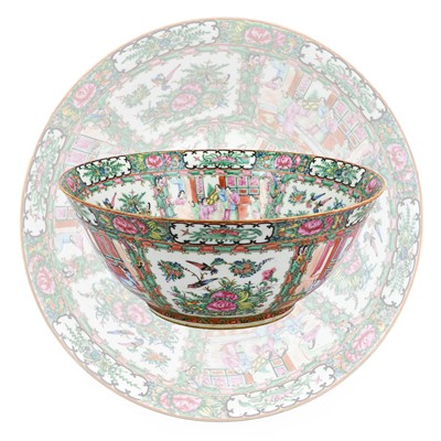 Lot 17 - {} A Cantonese Porcelain Punch Bowl, early...