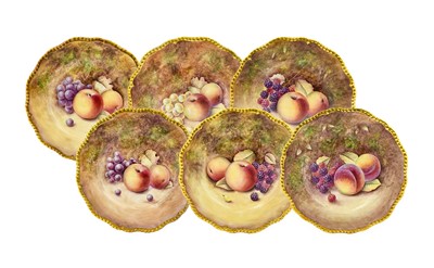 Lot 90 - A Set of Six Royal Worcester Porcelain Dessert...