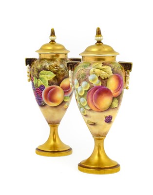 Lot 92 - A Pair of Royal Worcester Porcelain Vases and...