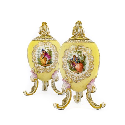 Lot 97 - {} A Pair of Berlin-Style Porcelain Vases and...