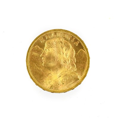Lot 349 - 2 x Switzerland, 20 Francs 1909B and 1947B,...