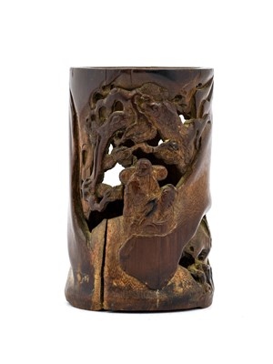 Lot 46 - A Chinese Bamboo Brush Pot, possibly late Ming...