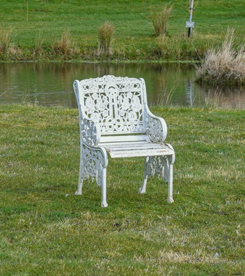 Lot 522 - A Regency-Style White Painted Wrought Iron...