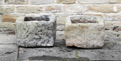 Lot 507 - Two Sandstone Rectangular Troughs, 42cm wide (2)