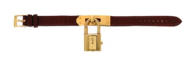 Lot 3040 - Hermès, Gold Plated Padlock Form Wristwatch,...