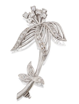Lot 2161 - A Diamond Floral Spray Brooch