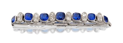 Lot 2146 - A Diamond and Synthetic Spinel Bracelet and A Pair of Matching Drop Earrings